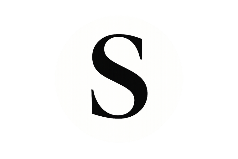 A sleek and professional "S" coloured in black with no stroke. Surrounded by a white circle.